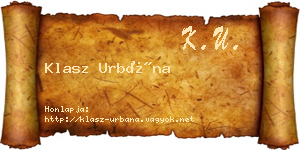 Klasz Urbána névjegykártya